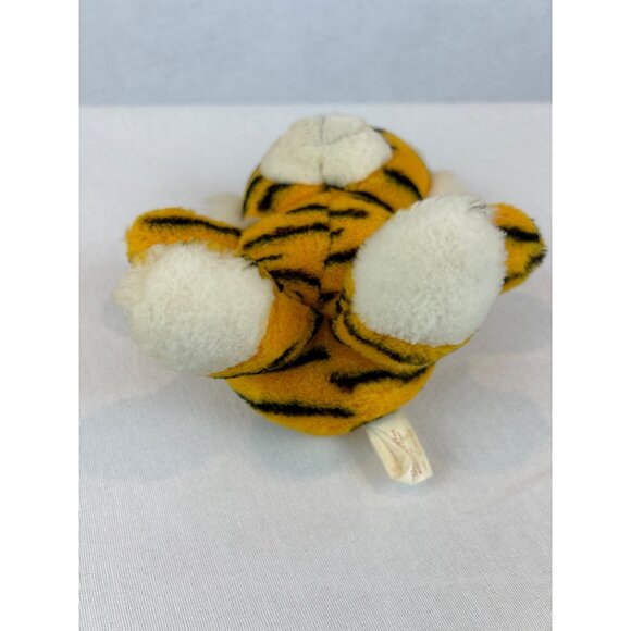 Vintage Tiger Plush Toy Orange Black Stripes Red Hanging Loop Small 6" - Picture 7 of 10